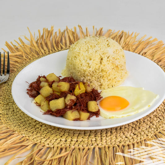 Corned Beef Hash with Rice and Egg